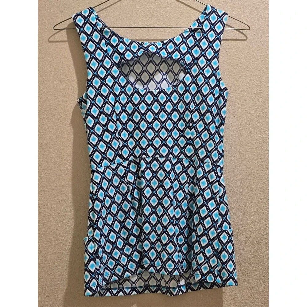 NWOT Jude Connally Millie Blue Diamond Peplum Top Sz XS - Picture 4 of 4